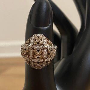 Affinity champagne and white diamond ring in silver